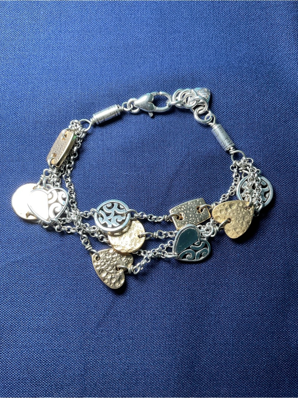 Mixed Metal Heart Charm Bracelet - Silver & Gold Women's Jewelry